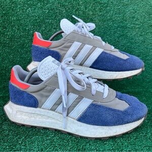 adidas Gray and Blue Sneakers with Red Accents